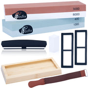 Set di Pietre per Affilare Rosfix – 400/1000/3000/8000 Grit | Base Antiscivolo, Guida Angolare, Supporto in Bambù