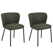 Set di 2 sedie da pranzo in poliestere verde Rivestimenti in metallo nero Gambe senza braccioli Schienale curvo Design moderno e contemporaneo