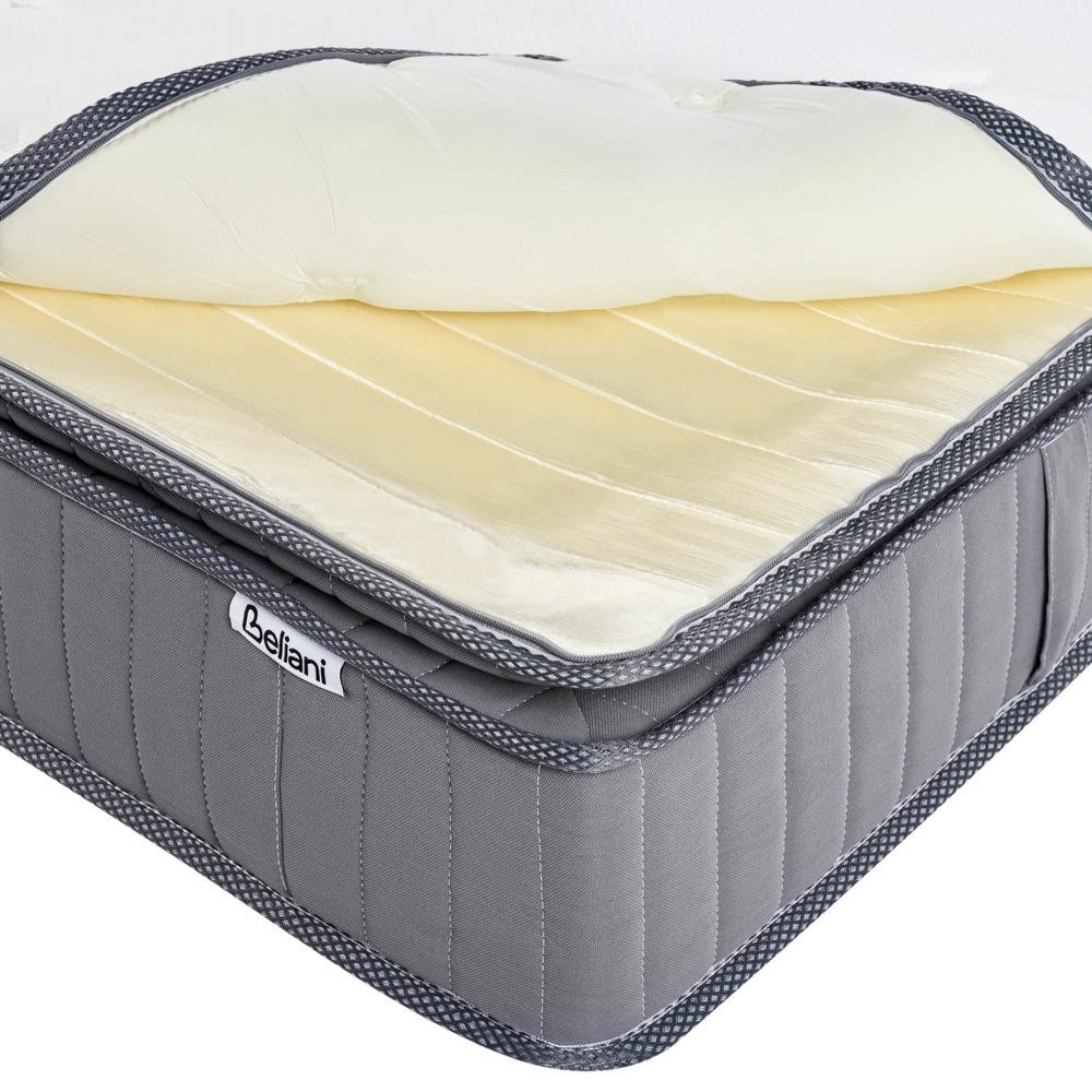 Materasso a molle insacchettate EU misura matrimoniale 120 x 200 cm con imbottitura in memory foam rinfrescante rivestimento rimovibile 3 piedi rigidità media design moderno trapuntato