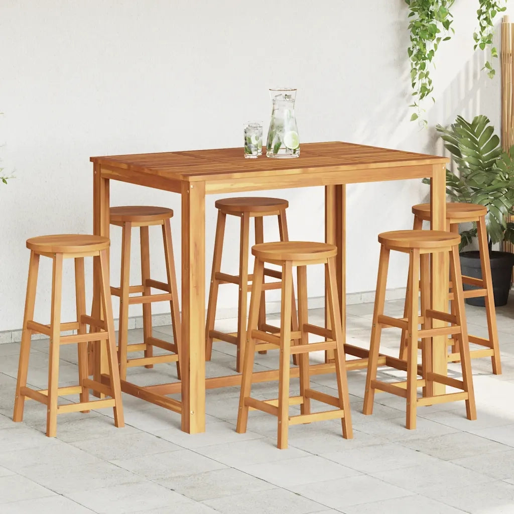 Sgabelli da Bar 6 pz in Legno Massello di Acacia