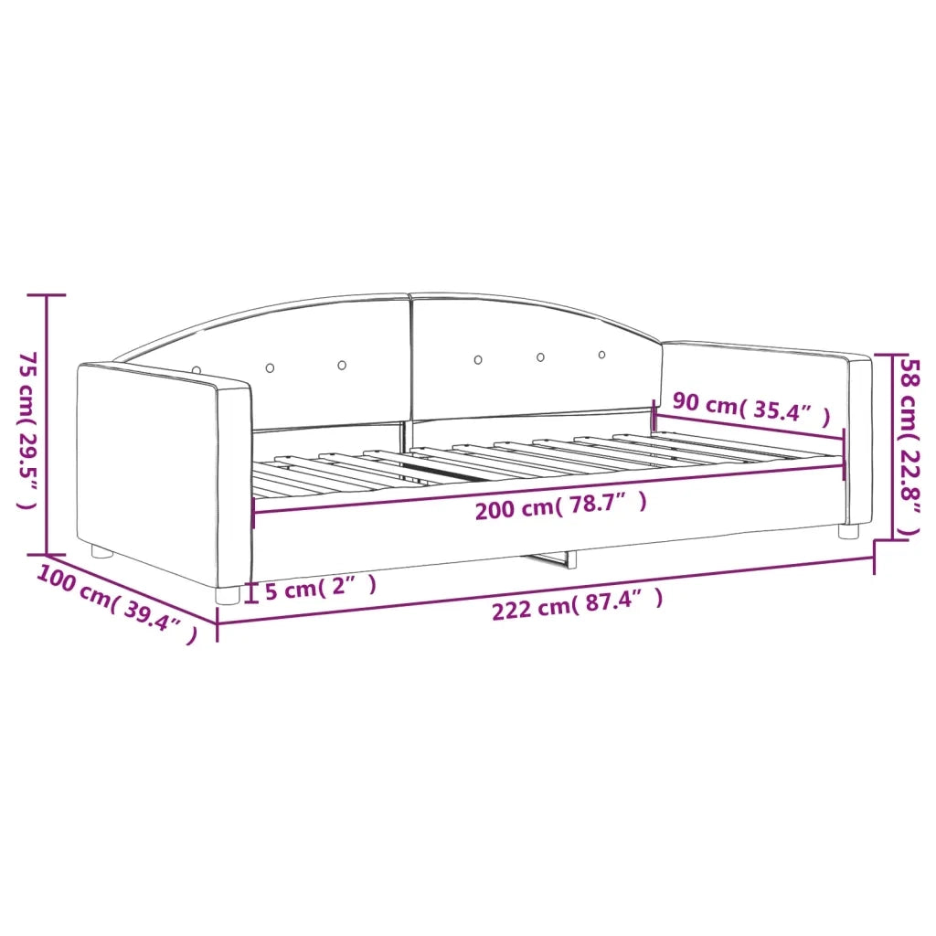 Letto da Giorno Grigio Chiaro 90x200 cm in Velluto 354136