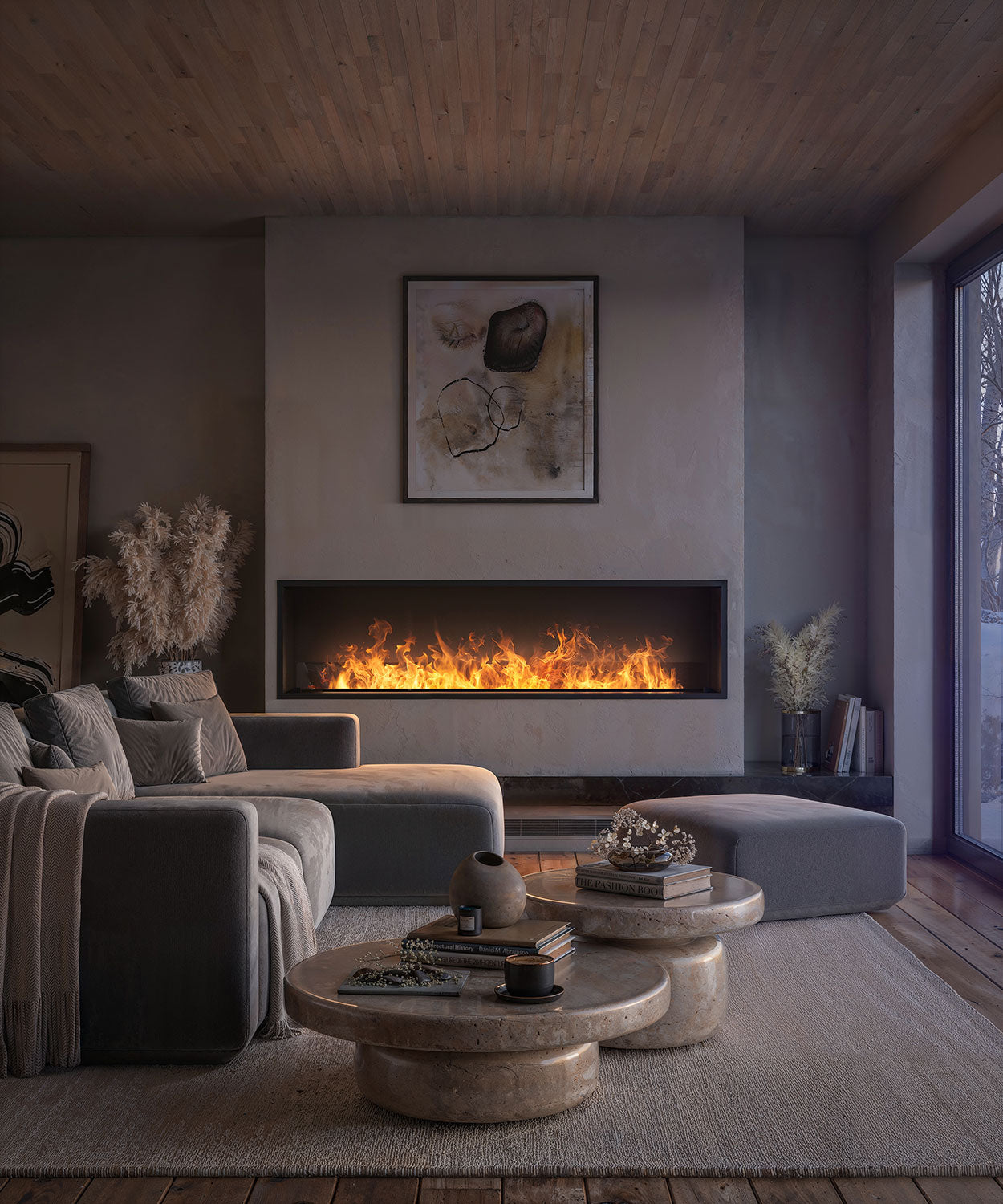 Camino a Vapore Elettrico da Incasso 180x45(64,8)x40 cm Invapo Inside con Ricarica Automatica e LED RGB Nero