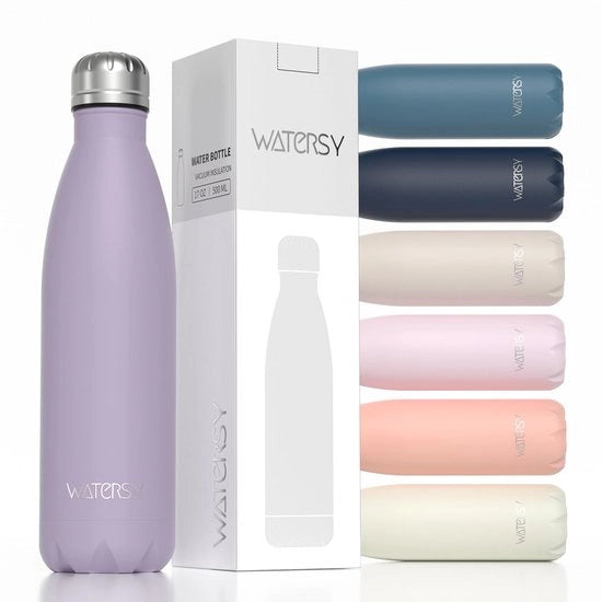 Bottiglia sportiva per bambini in acciaio inossidabile 500 ml, termos bicchiere BPA-free per acqua calda e fredda impermeabile metallo, bottiglia d'acqua a doppia parete per sport e palestra blu scuro per acqua frizzante