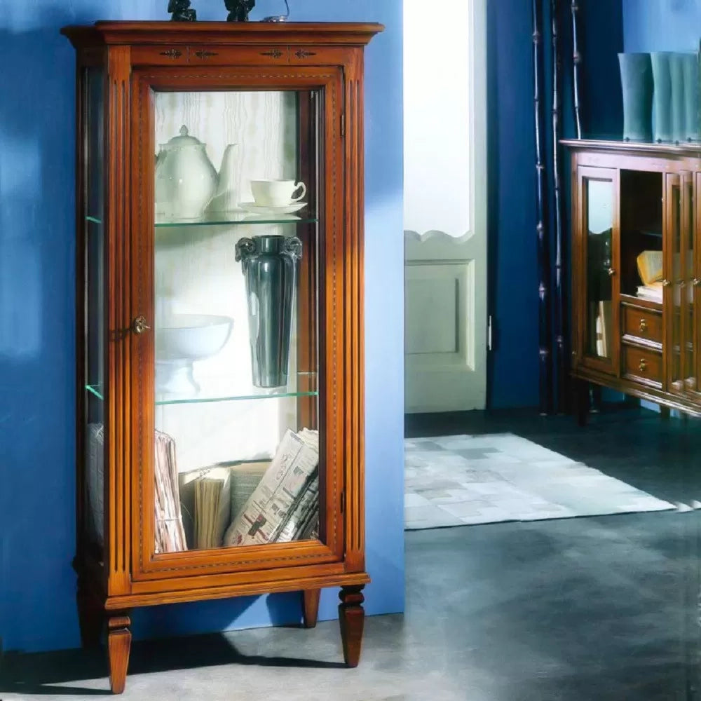 Vetrina classica in legno 1 porta finitura bassano l.60 p.37 h.132 - Mobili 2G