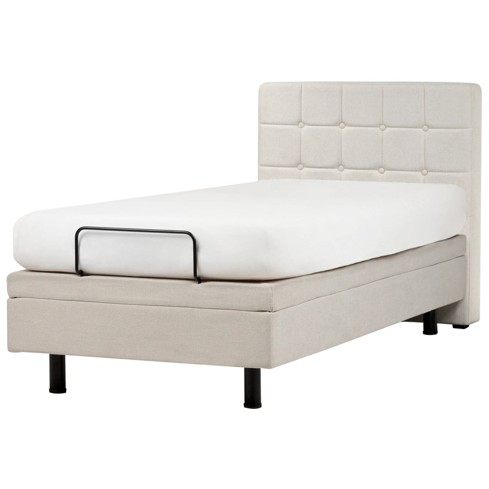 Letto Tessuto Beige Chiaro Elettrico Regolabile con Telecomando 90 x 200 cm