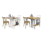 Tavolo+consolle in abete laccato bianco consumato effetto shabby chic con piano tinta naturale - Mobili 2G