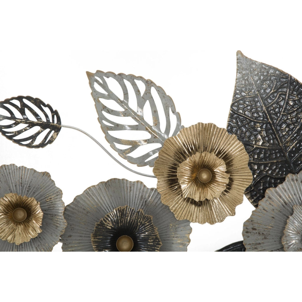 Decorazione in Metallo 3D Fiori 5, Multicolore, Metallo, 120x7x59 cm