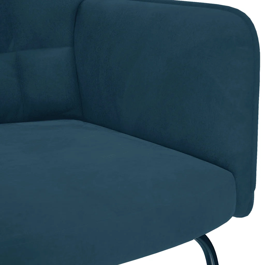vidaXL Poltrona a Dondolo con Poggiapiedi Blu in Velluto
