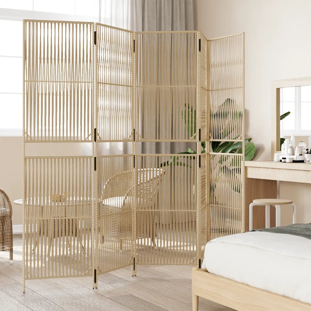 Divisorio per Ambienti a 5 Pannelli Beige in Polyrattancod mxl 133889