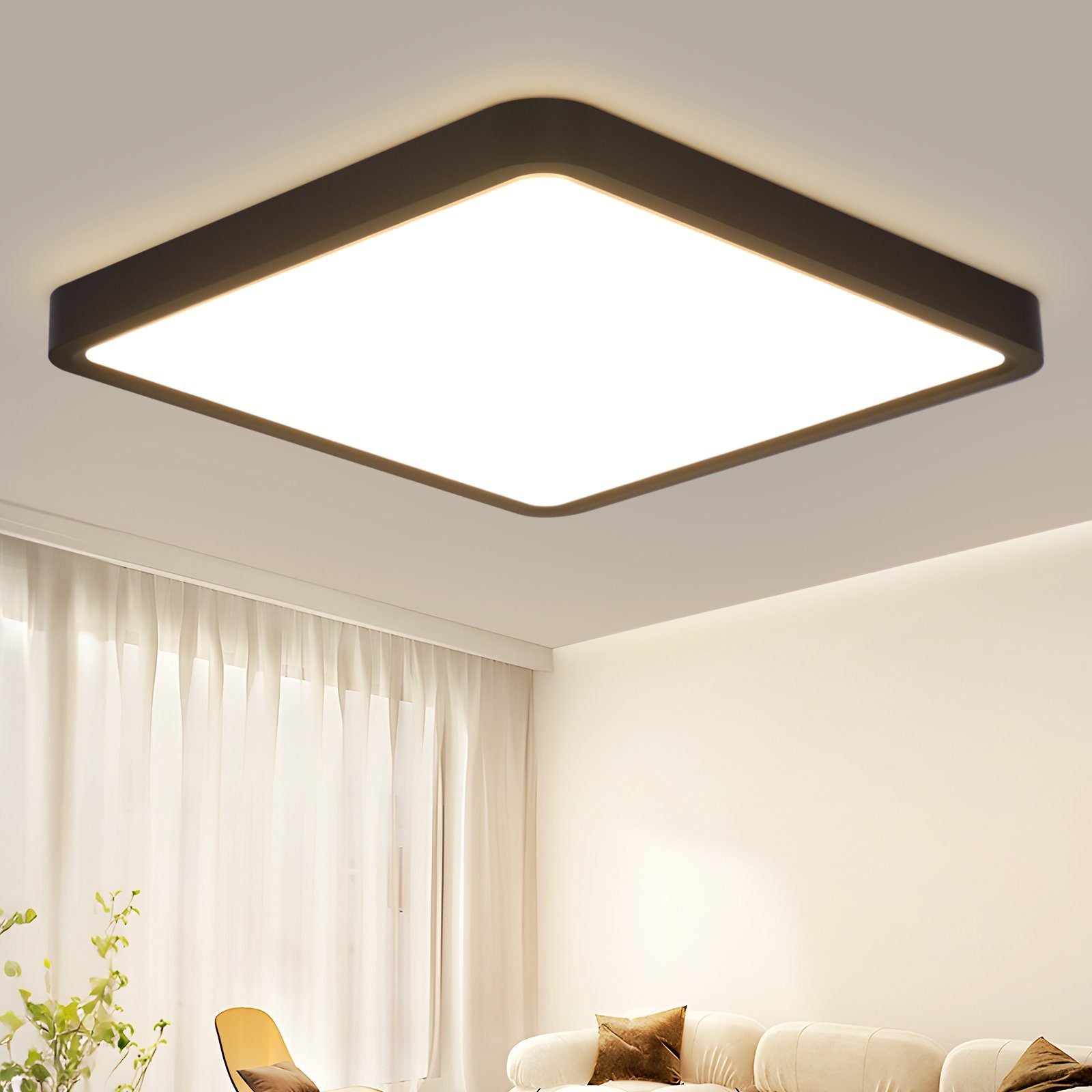 ZMH Lampada da soffitto plafoniera LED nera 23W 23cm bianco caldo per camera letto