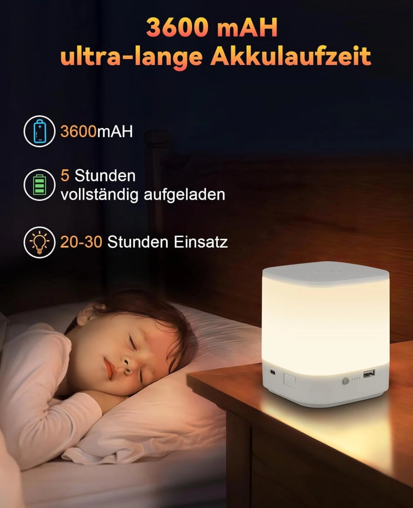 ZMH Lampada da tavolo LED bianca touch dimmerabile USB ricaricabile 3600mAh luce notturna per camera letto