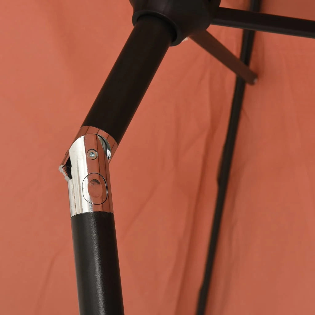 Ombrellone da esterno con LED e palo in acciaio arancione da 300 cm 02_0008178