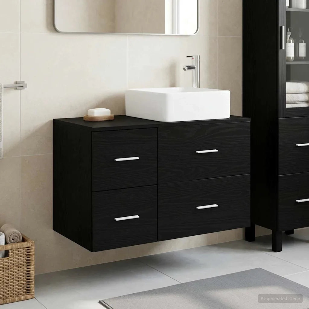 Set di mobili per il bagno 2 pcs Rovere Nero 3403961