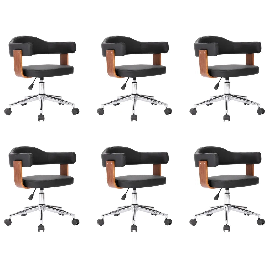 Sedie da Pranzo Girevoli 6 pz Nere in Legno Curvo e Similpelle 3054892