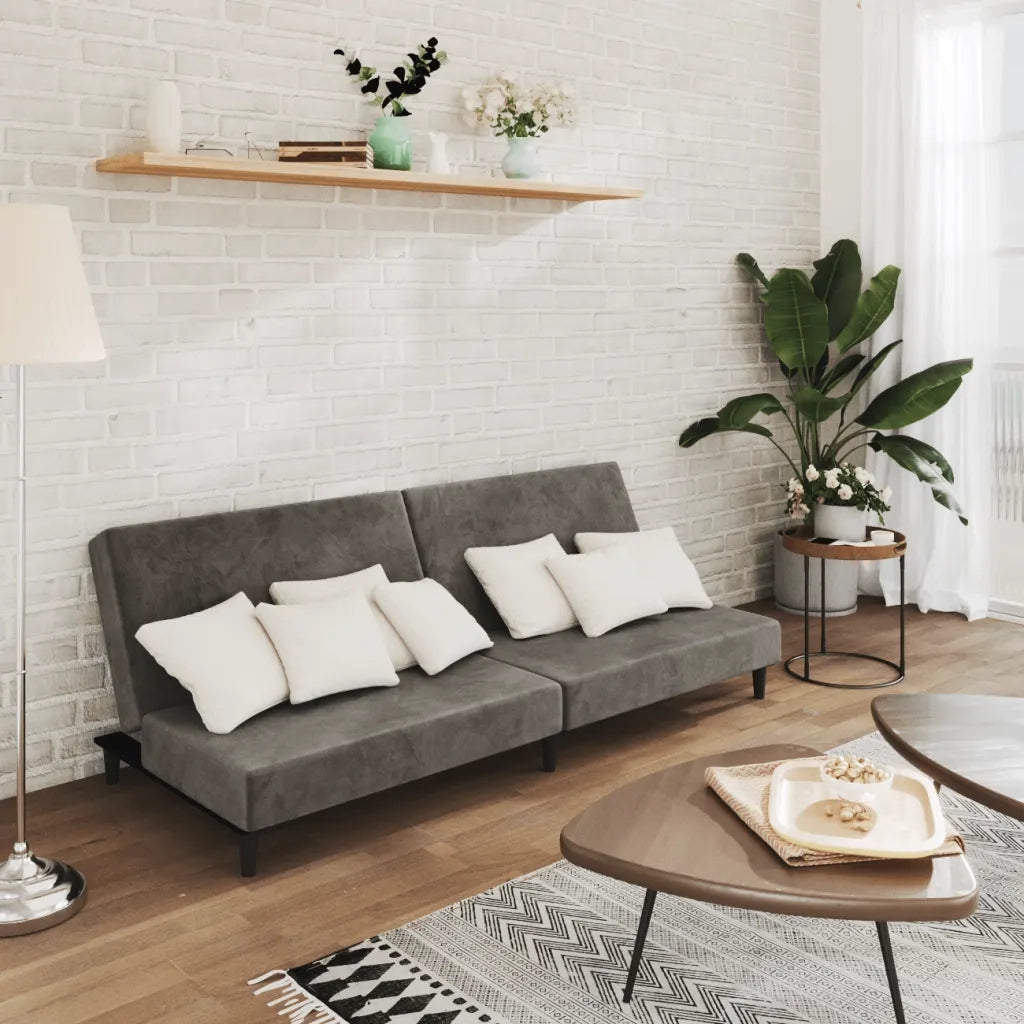 Divano Letto a 2 Posti-Sofa Letto 2 Posti-Daybed Grigio Scuro in Velluto 629647