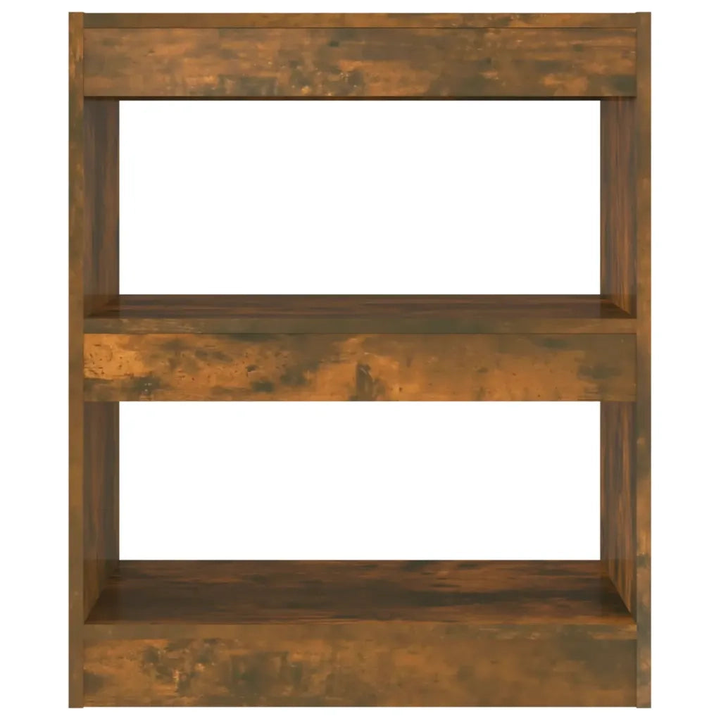 Libreria Divisorio-Scaffale per Libri-Mobile di Stoccaggio Rovere Fumo 60x30x72 cm