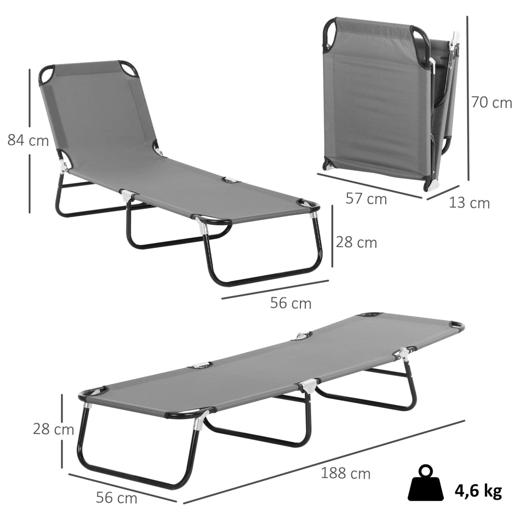 Lettino da giardino regolabile ¨C zephmum ¨C grigio 188x56x28 cm