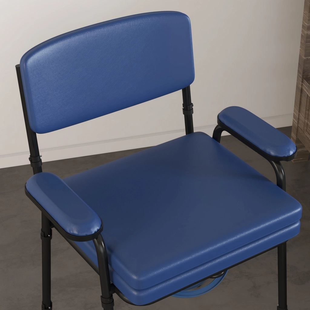 Sedia WC per Anziani e Disabili Altezza Regolabile e Secchio Rimovibile Blu