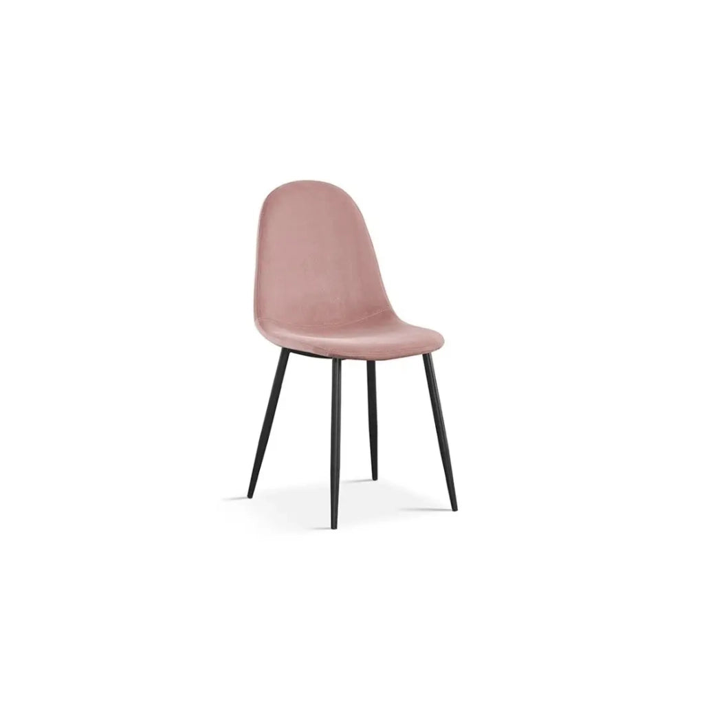 Sedia BOÏ – Velluto rosa – Piedi in metallo nero – Stile design moderno