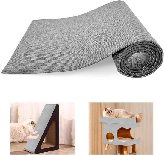 Krabmat per gatti autofissante 200 x 40 cm - Trasformabile in DIY - Grigio chiaro