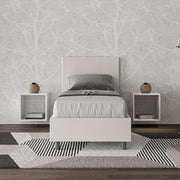 Letto singolo contenitore imbottito 80x190 similpelle bianco Adele
