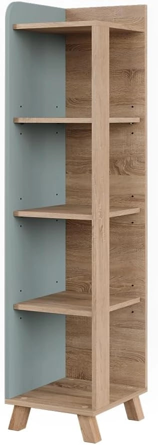 Mensola da bagno Karen, Sonoma/blu, 30 x 128 cm con 4 scomparti, per la conservazione di accessori da bagno e combinabile