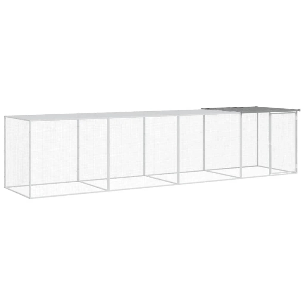 Pollaio/recinto/gabbia per polli con tetto trasparente 403 x 98 x 90 cm acciaio zincato grigio 02_0043984