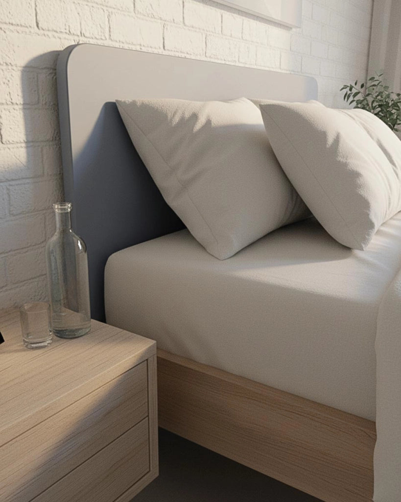 Letto easy con fascioni e pediera - Letto una piazza e mezzo 127 x 197 - Testiera e pediera avio, fascioni virginia - Rete e materasso esclusi_