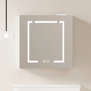 Armadietto a specchio con LED e vani contenitore da parete per bagno soggiorno moderno bianco 72 × 24,5 × 73 cm