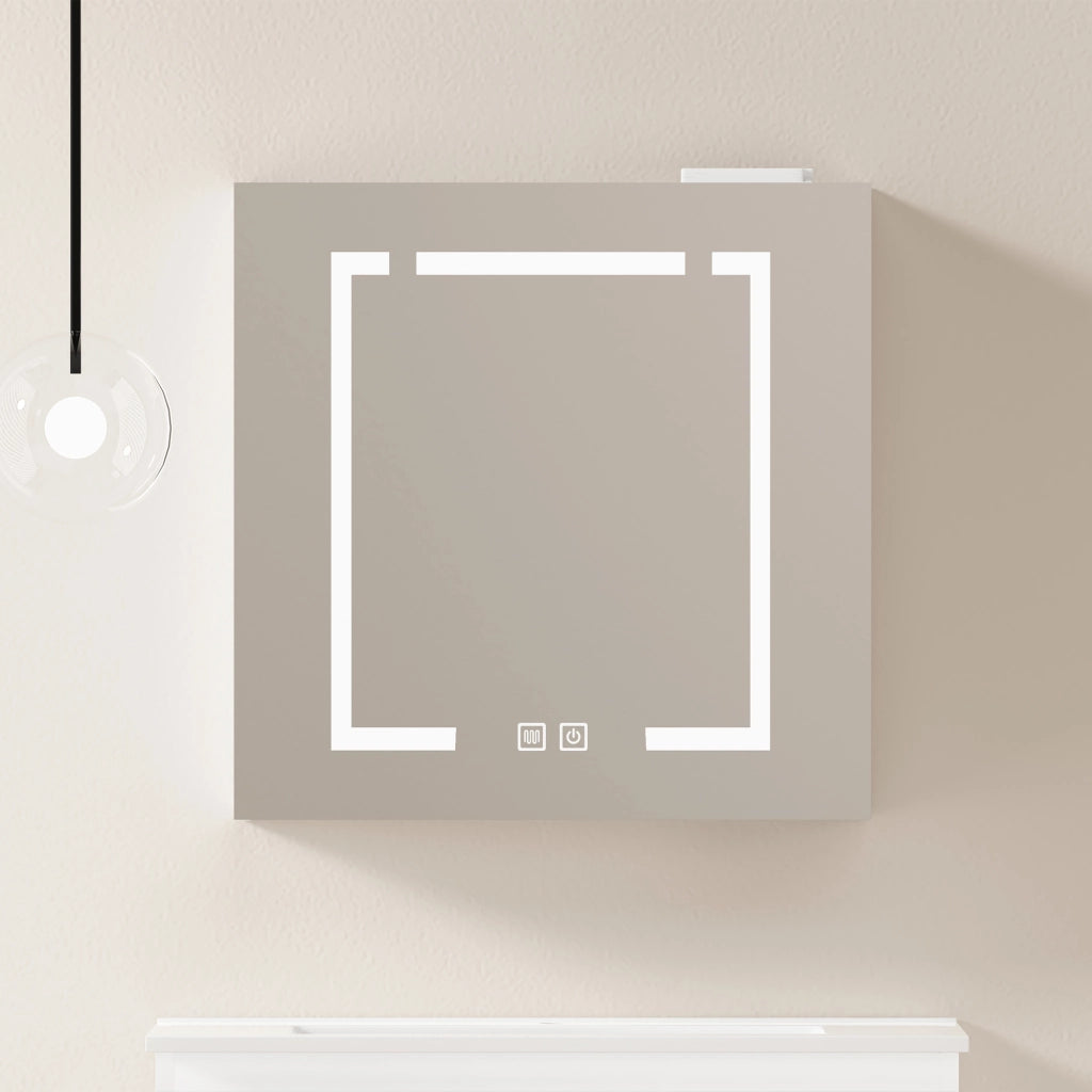 Armadietto a specchio con LED e vani contenitore da parete per bagno soggiorno moderno bianco 72 × 24,5 × 73 cm