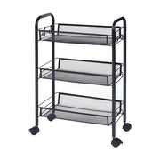 Carrello di servizio carrello da cucina/soggiorno mobile contenitore a 3 ripiani 63 x 44 x 26 cm acciaio nero 03_0009260