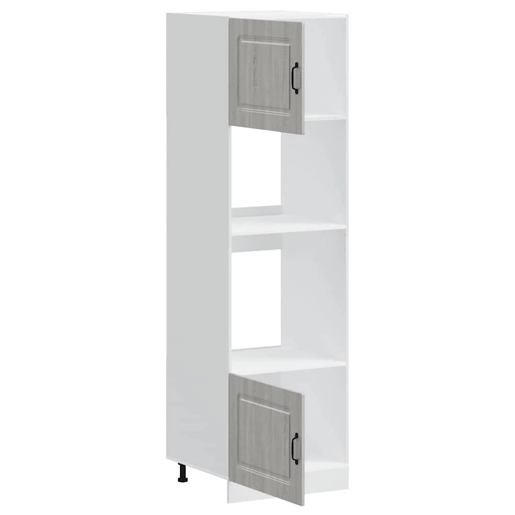 Set di 2 mobili classici per forno unità contenitore 60 x 57 x 207 cm legno composito Sonoma grigio 02_0055702