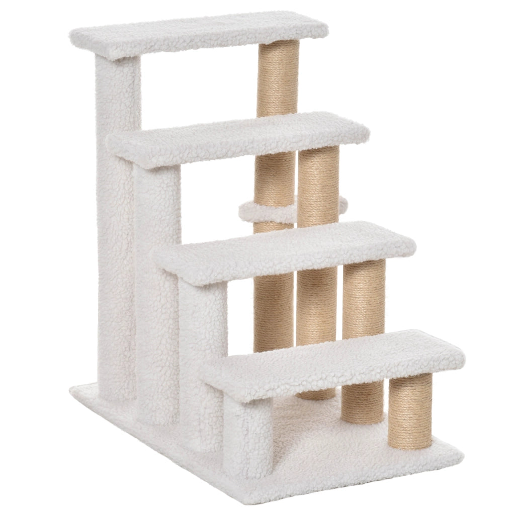 Casetta per Gatti a Soppalco con Posti di Rilassamento ¨C zephmum ¨C Bianco 60x40x64 cm