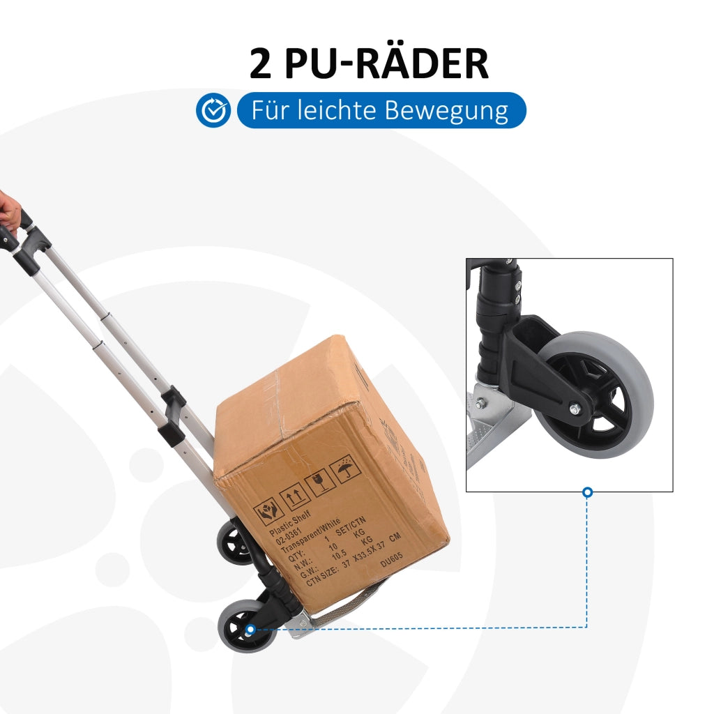 Carrello Pieghevole in Alluminio ¨C Xylo ¨C Portata 70 kg, 39x41x100 cm, Argento