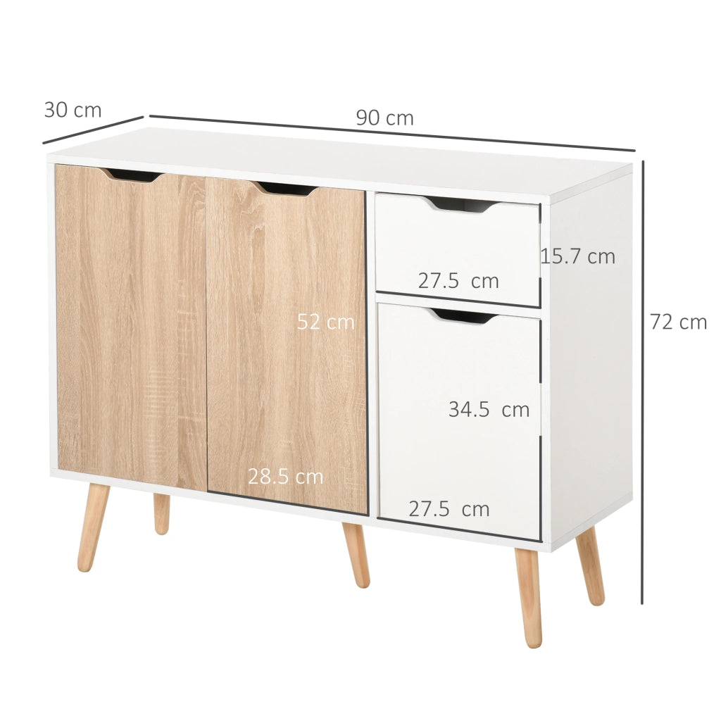 Armadio Multiuso con Cassetto e Ante in Legno Stile Nordico ¨C Zephmum ¨C 90x30x72