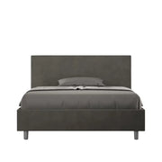 Letto matrimoniale francese contenitore imbottito 140x210 microfibra grigio Adele