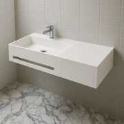 Lavabo in artificial stone bianco opaco matt modello alex sospeso con porta salviette *** confezione 1