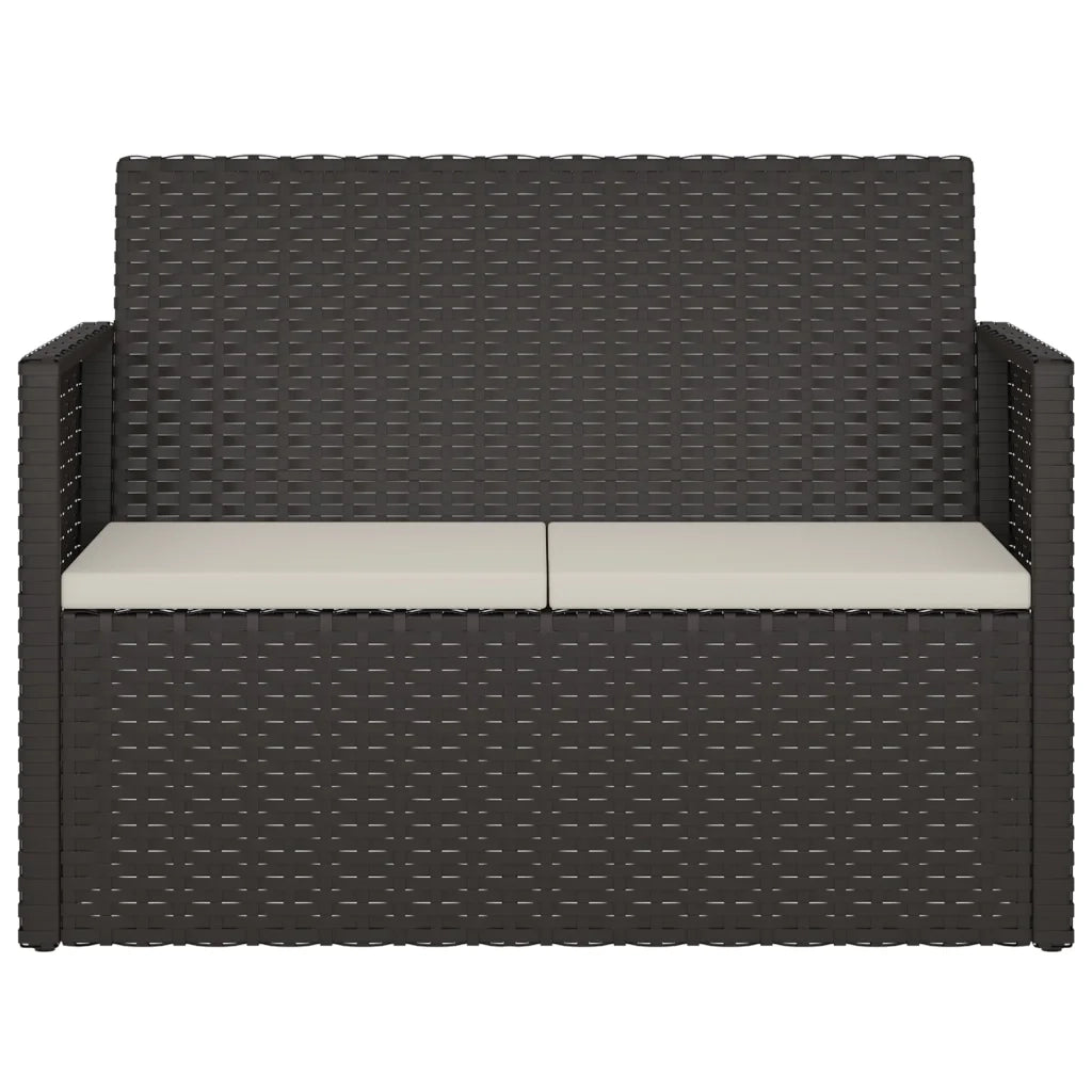 Panca da Giardino con Cuscini Nera 105 cm in Polyrattan 362316