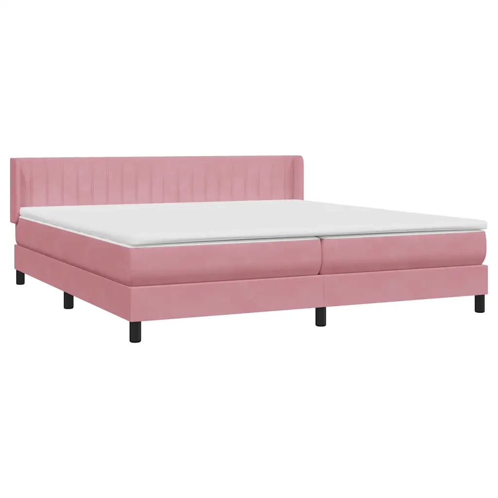 Giroletto a Molle con Materasso Rosa 180x210 cm in Velluto 3318296