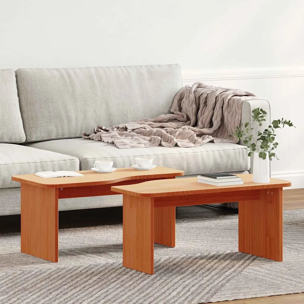vidaXL Tavolino da salotto 2 pcs Cera marrone 100 x 69 x 35.5 cm