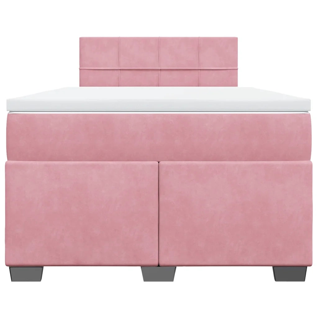 vidaXL Giroletto a Molle con Materasso Rosa 120x200 cm in Velluto