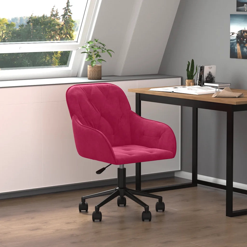 Sedia Girevole da Ufficio | Sedia da Gaming Rosso Vino in Velluto