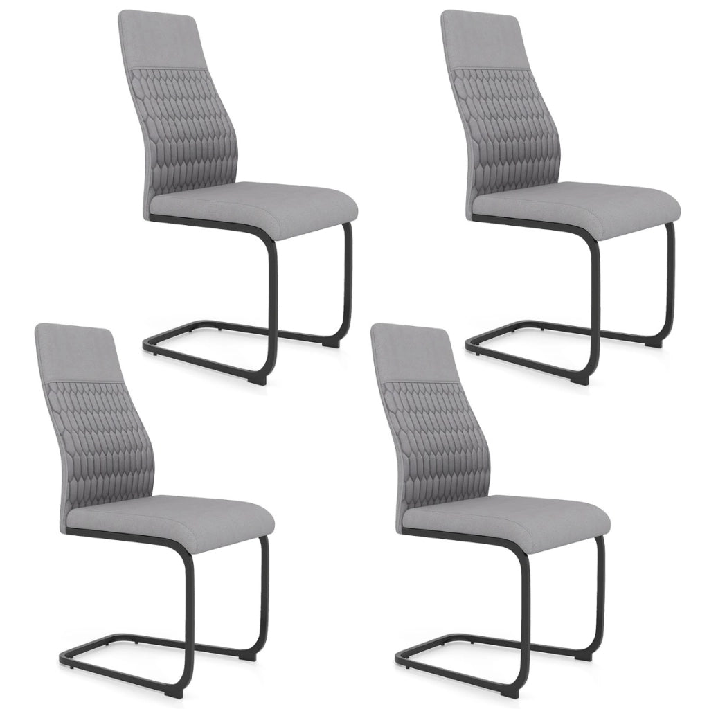 Set di sedie da pranzo da 4 con schienale alto inclinabile e cuscinetti antiscivolo, Sedia decorativa rivestita per interni Grigio
