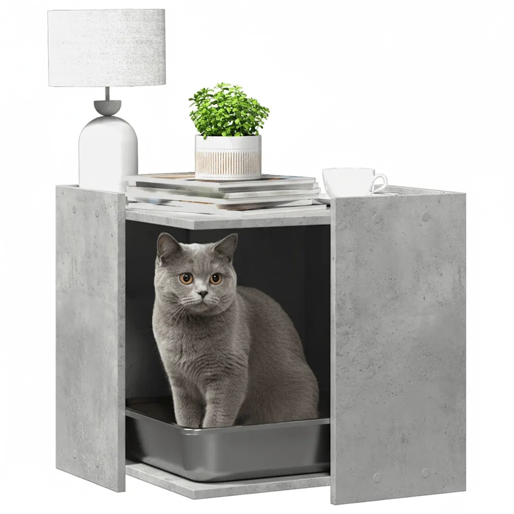 Recinto Lettiera Gatti Grigio Cemento 53x53x51 cm in Truciolato 857754