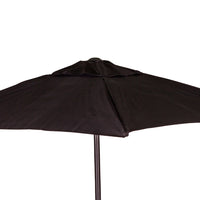 Set da Pranzo 6 Pezzi per Giardino Patio Tavolo Piano in Vetro con Ombrellone e 4 Sedie Pieghevoli Nero