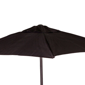 Set da Pranzo 6 Pezzi per Giardino Patio Tavolo Piano in Vetro con Ombrellone e 4 Sedie Pieghevoli Nero