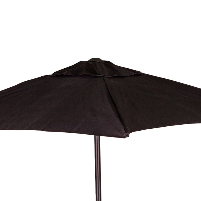 Set da Pranzo 6 Pezzi per Giardino Patio Tavolo Piano in Vetro con Ombrellone e 4 Sedie Pieghevoli Nero