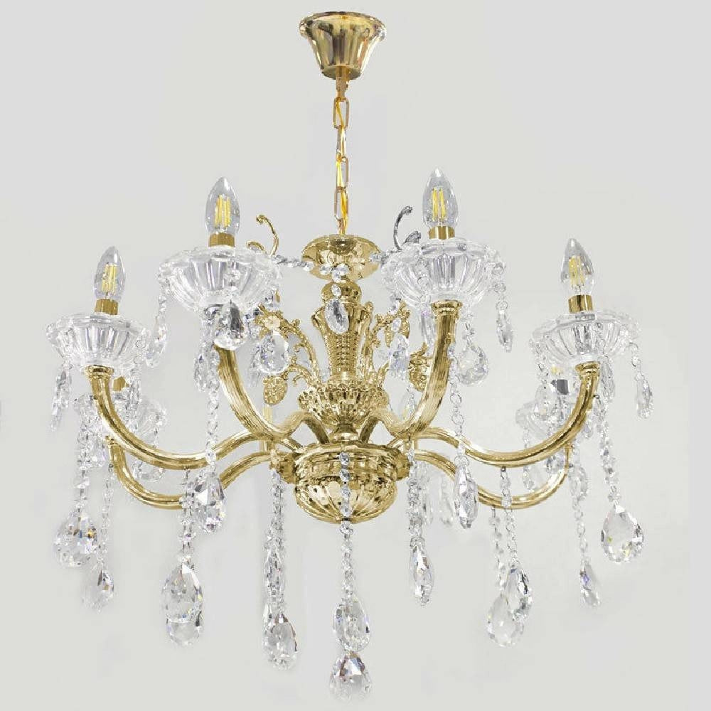 Trade Shop - Lampadario Soffitto 6 Bracci Sospensione Plafoniera Sfere Cristalli Pendenti A18 -