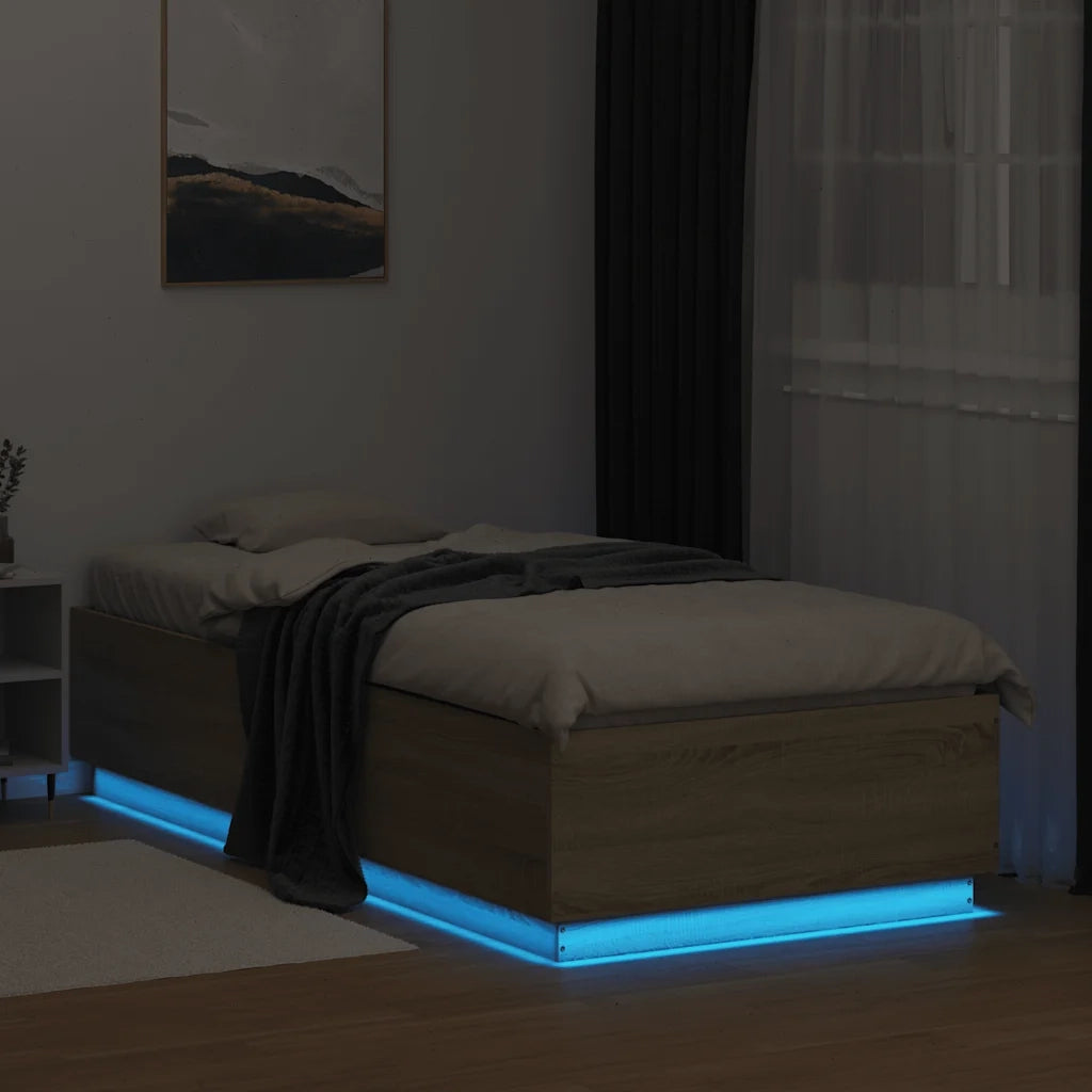 Giroletto con Luci LED Rovere Sonoma 90x200cm Legno Multistrato 3209634