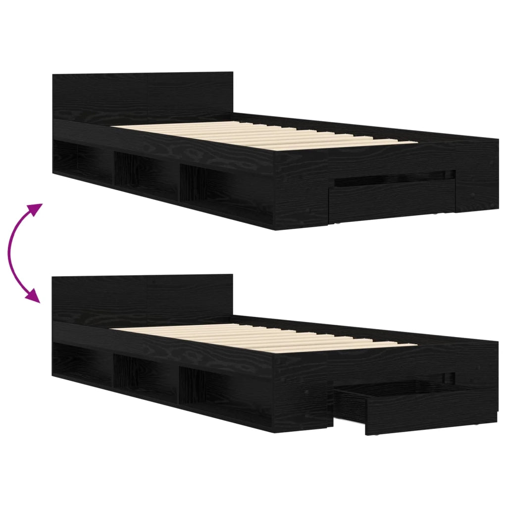 Telaio del letto con storage Rovere Nero 80 x 200 cm 3429603
